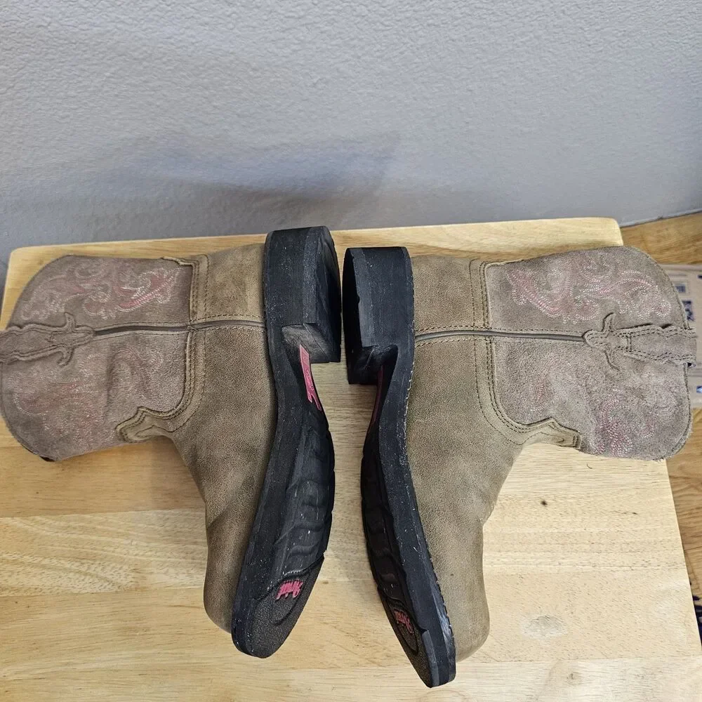 Ariat Girls Western Cowboy Boots Brown Leather Sz 6B Youth Style 10004730 S135